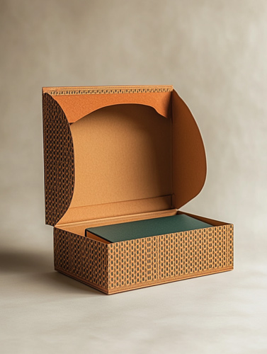 Caja de cartón rígida con diseño impreso y un libro en su interior, como ejemplo de packaging para libros de edición especial, ideal para proyectos editoriales premium o coleccionistas