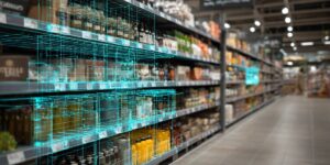 Estantería de supermercado con visualización digital del lineal para colocar los productos de forma eficiente
