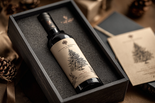Estuche de vino o licor con diseño navideño exclusivo para edición limitada