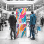 Stand promocional en centro comercial ofreciendo productos gratis como parte de una estrategia de sampling y sample en tienda