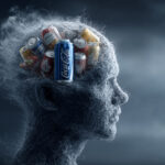 Representación conceptual de un cerebro humano formado por latas de refresco que simboliza el impacto del neuromarketing visual en la mente del consumidor