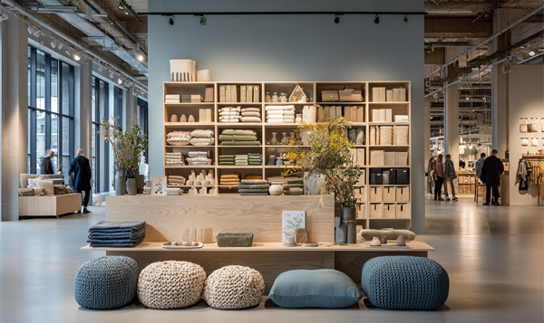 Interior de una tienda con decoración nórdica y productos sostenibles, representando un ejemplo de publicidad responsable como el de IKEA