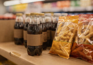 Cross merchandising ejemplos con bebidas junto a bolsas de snacks para impulsar la compra por impulso