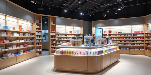 Expositor publicitario en punto de venta dentro de una tienda, diseñado para destacar productos y mejorar su visibilidad en retail