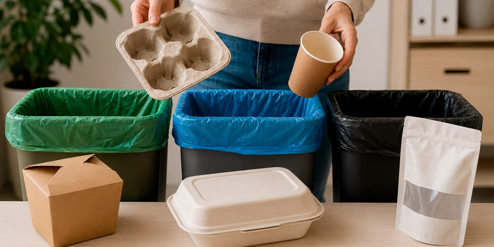Separación de residuos y gestión final de envases de packaging biodegradable